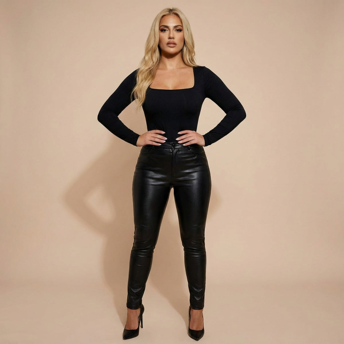 HolyShape Long Sleeve Square Neck Bodysuit