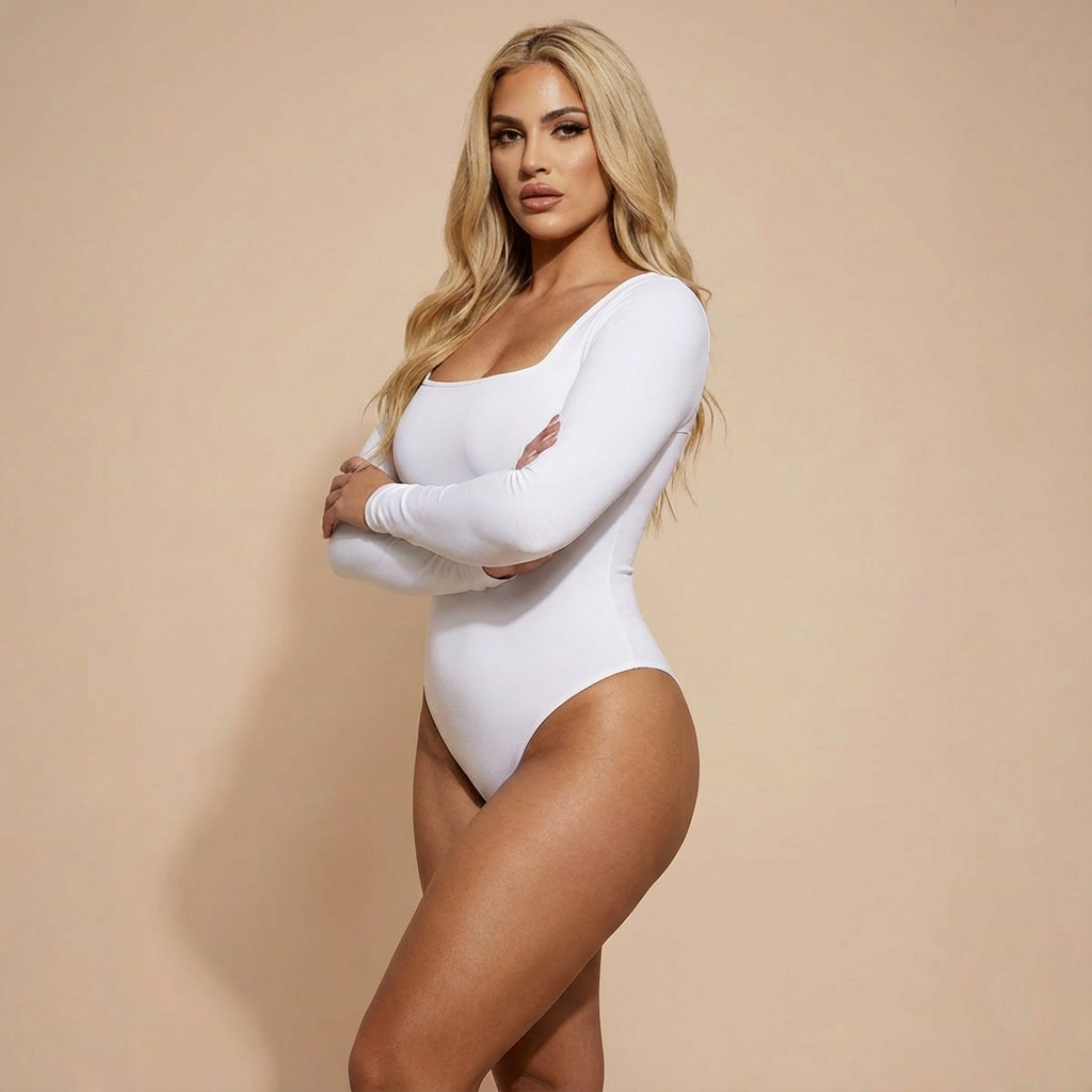 HolyShape Long Sleeve Square Neck Bodysuit