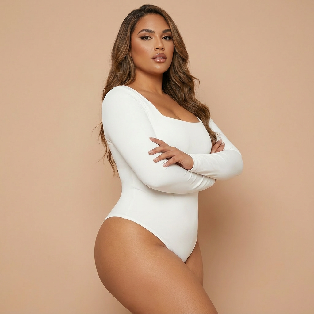 HolyShape Long Sleeve Square Neck Bodysuit