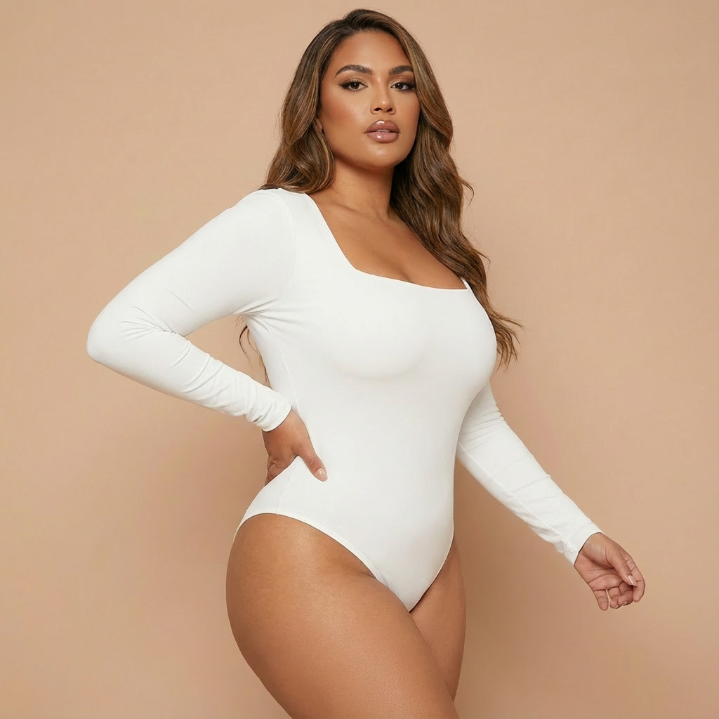 HolyShape Long Sleeve Square Neck Bodysuit