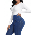 HolyShape Round Neckline Long-Sleeved Seamless Shapewear Bodysuit