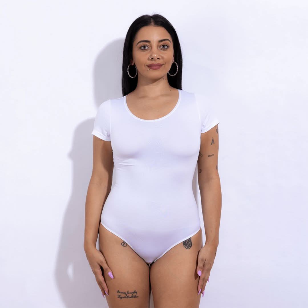 Short-Sleeved Seamless Shapewear Thong Bodysuit