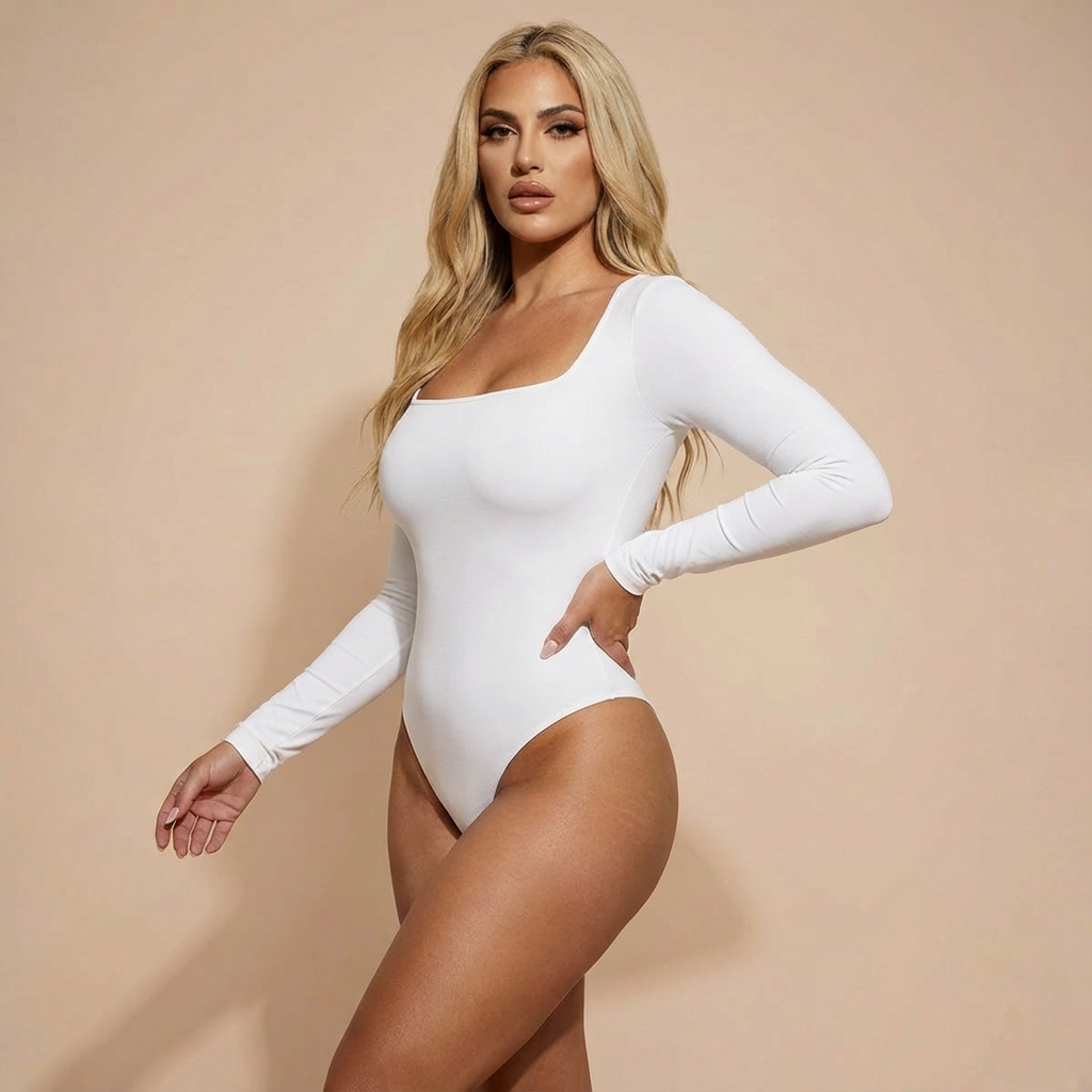 HolyShape Long Sleeve Square Neck Bodysuit