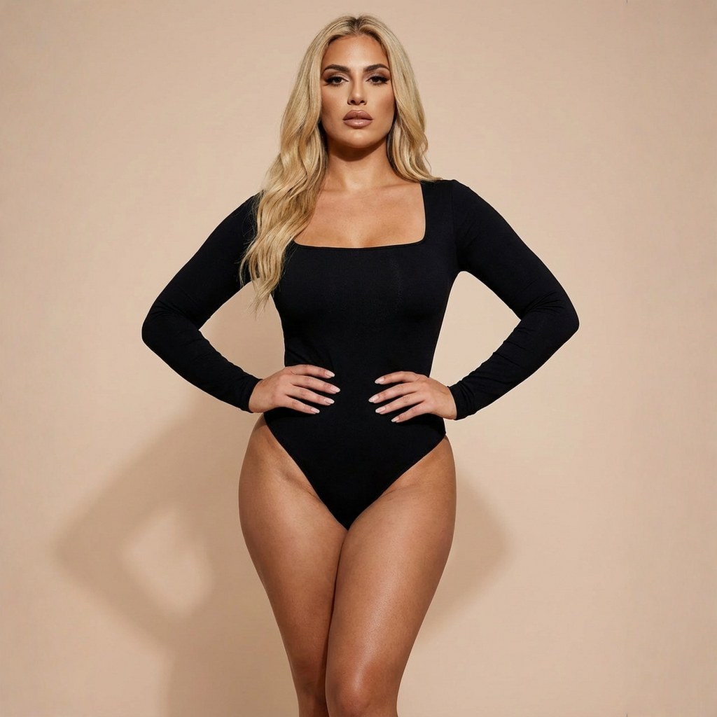 HolyShape Long Sleeve Square Neck Bodysuit