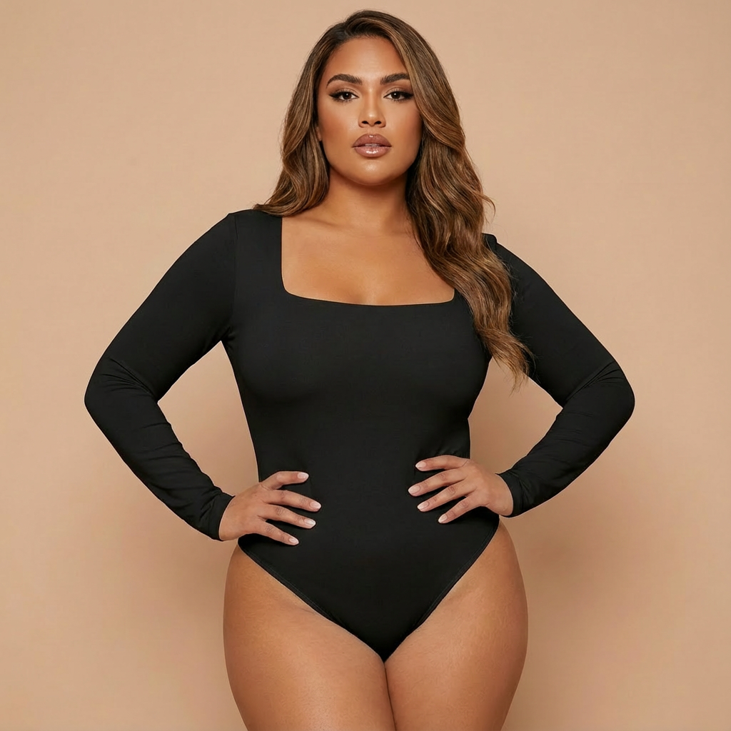 HolyShape Long Sleeve Square Neck Bodysuit