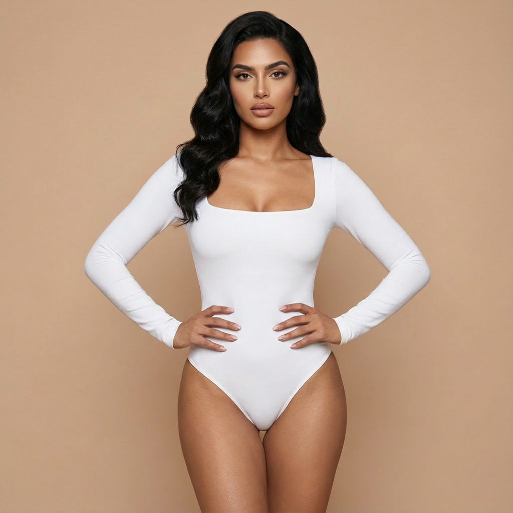 HolyShape Long Sleeve Square Neck Bodysuit