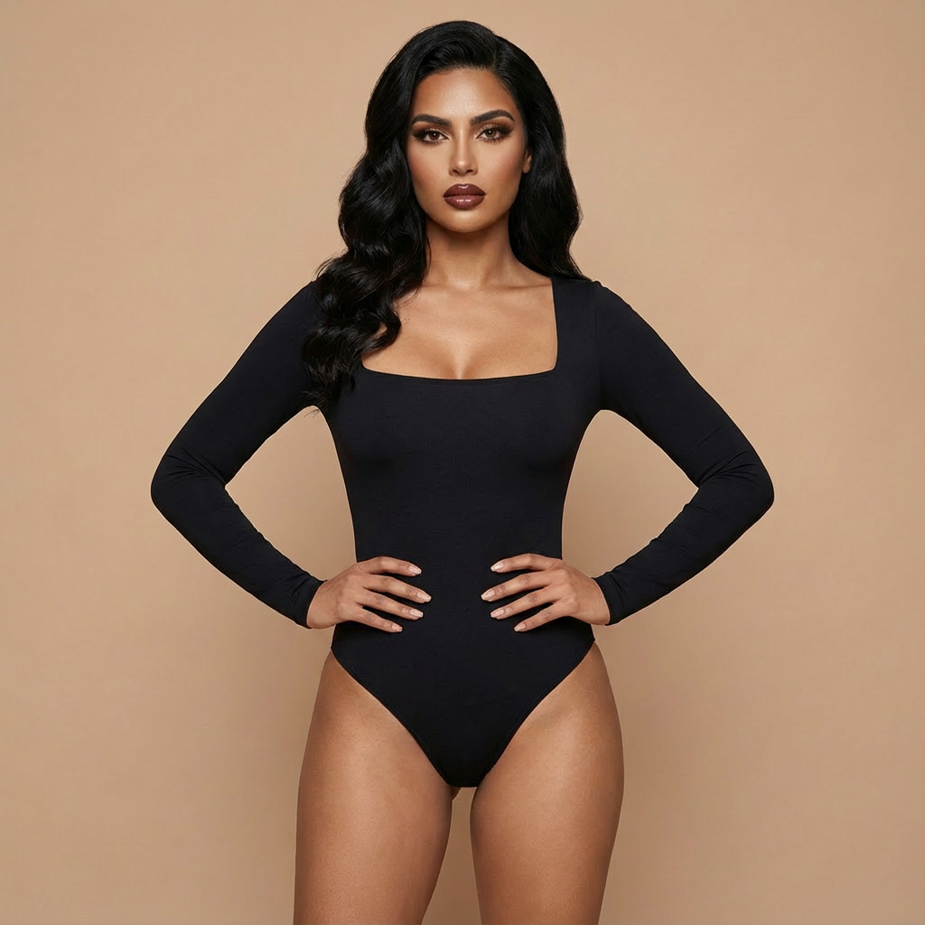HolyShape Long Sleeve Square Neck Bodysuit