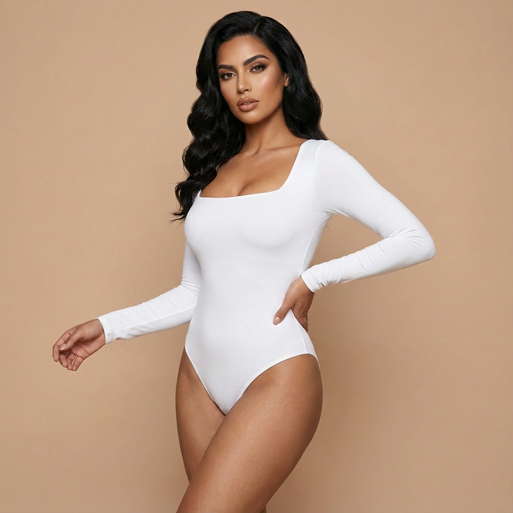 HolyShape Long Sleeve Square Neck Bodysuit