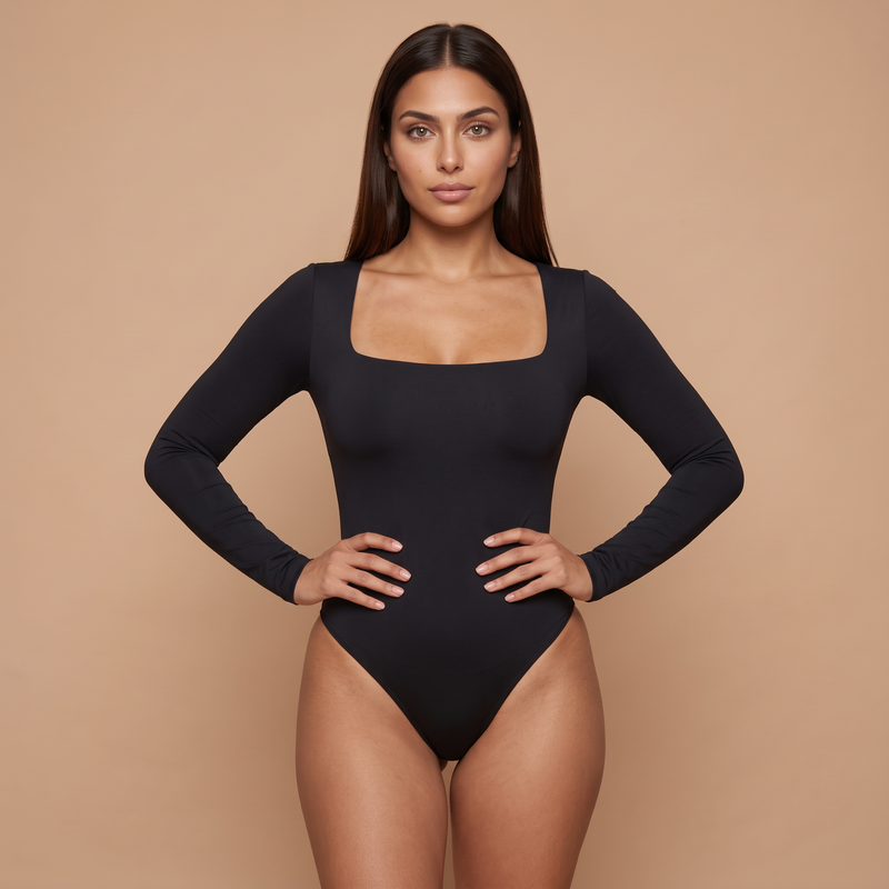 HolyShape Long Sleeve Square Neck Bodysuit
