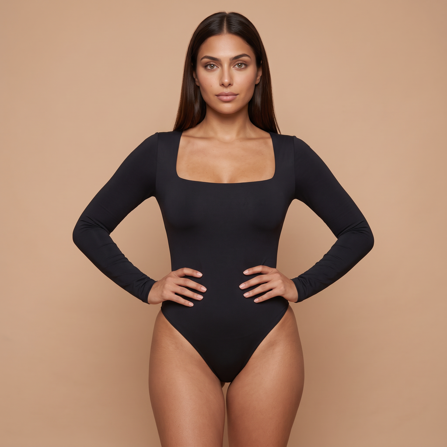 HolyShape Long Sleeve Square Neck Bodysuit