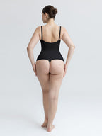 Seamless V Neck Ruched Bust Tummy Control Thong Shaping Bodysuit