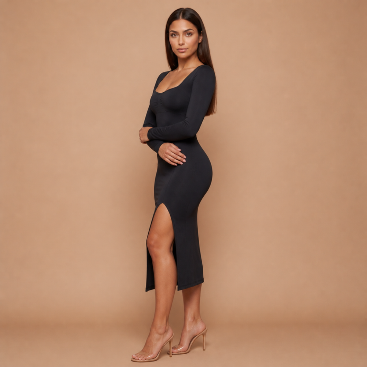 HolyShape DiamondSculpt Dress in Black, side