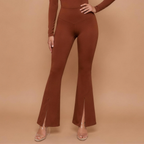HolyShape FlareSculpt Legging in Caramel Brown, three-quarter view