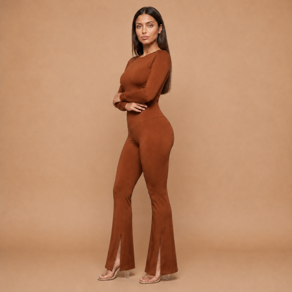 HolyShape FlareSculpt Legging in Caramel Brown, side