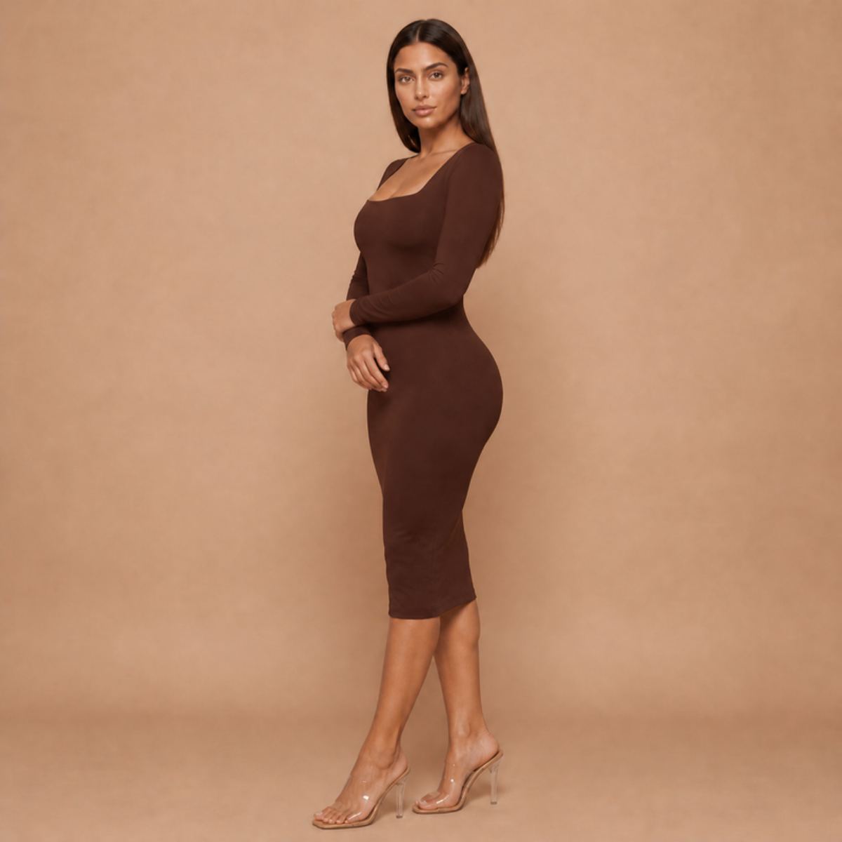 HolyShape PureSculpt Dress in Dark Brown, side