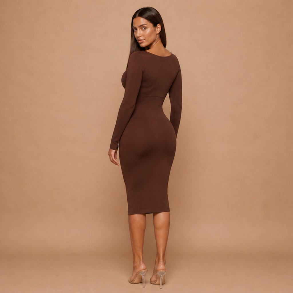 HolyShape PureSculpt Dress in Dark Brown, back